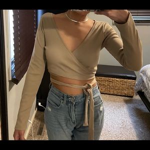 Ootdfash ribbed wrap top